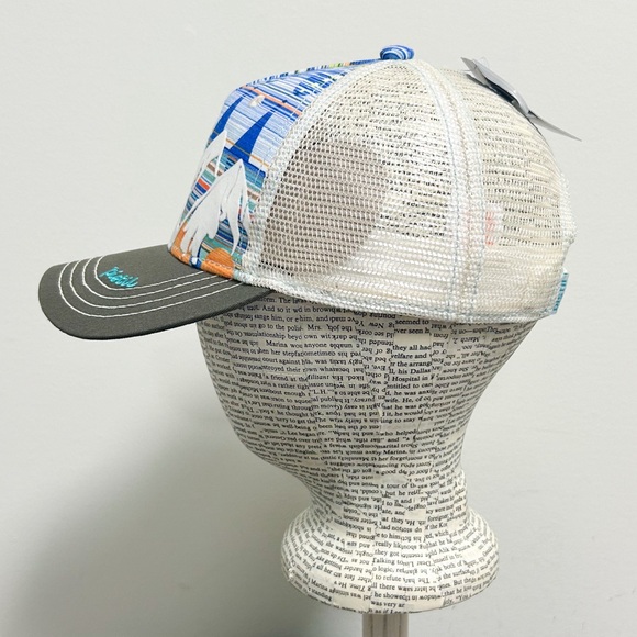 Pistil Blue Orange Gray Mckinley Mountains Mesh Snap Back Womens Trucker Cap O/S - Picture 4 of 11